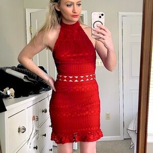 ASOS Parisian Crochet Dress - Red - Size: US 4